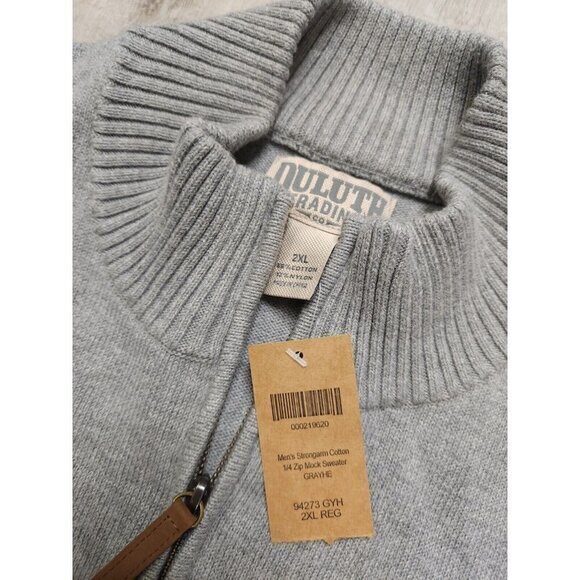 NEW Duluth Trading Strongarm 1/4 Zip Mock Neck Sweater Gray Mens 2XL XXL - Picture 4 of 5